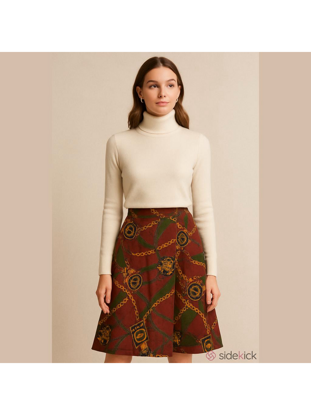 Breeches Vintage Wrap Skirt Women Size 8 Chain Print USA Heritage